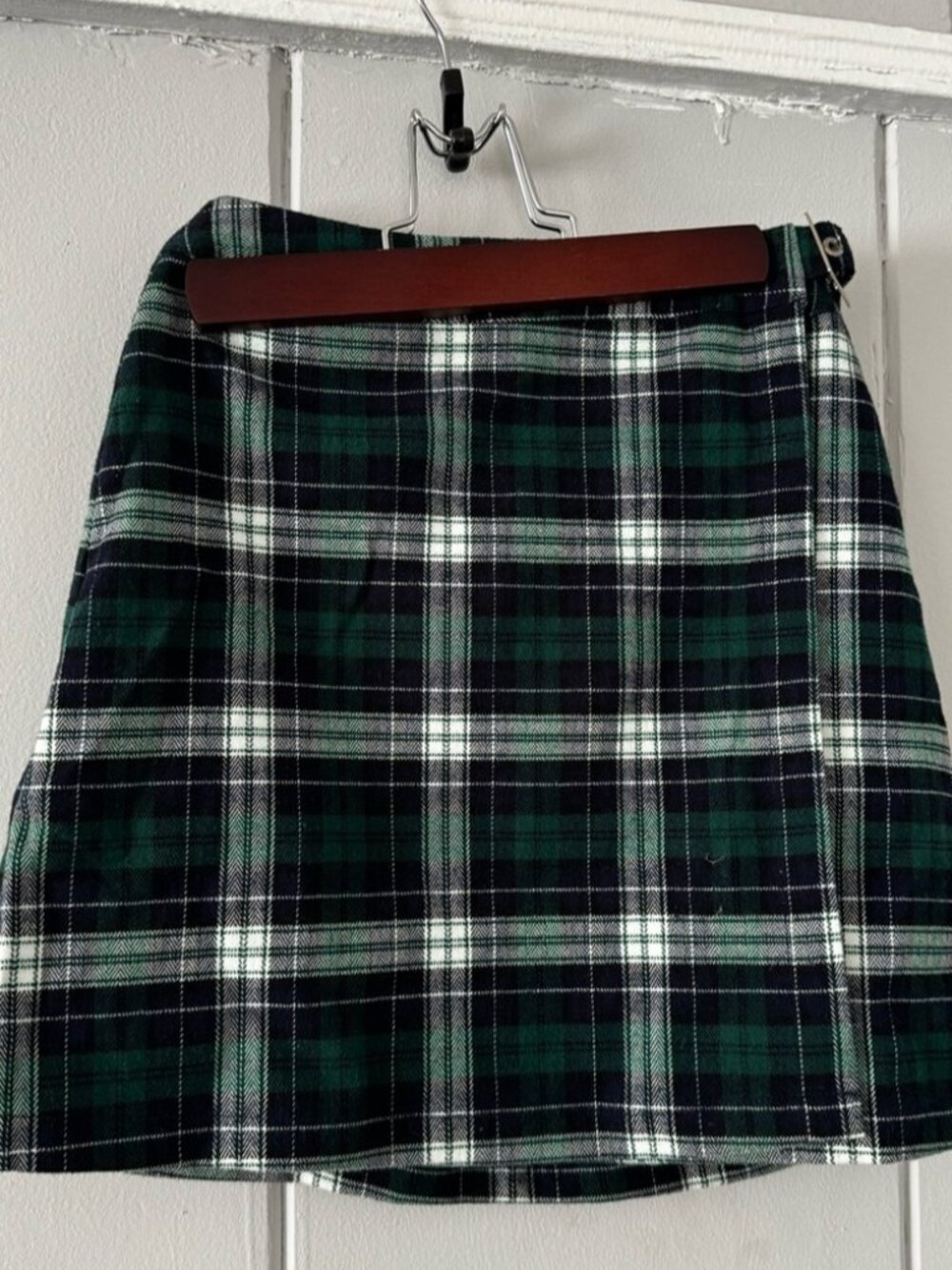 Black and Green Plaid Mini Skirt